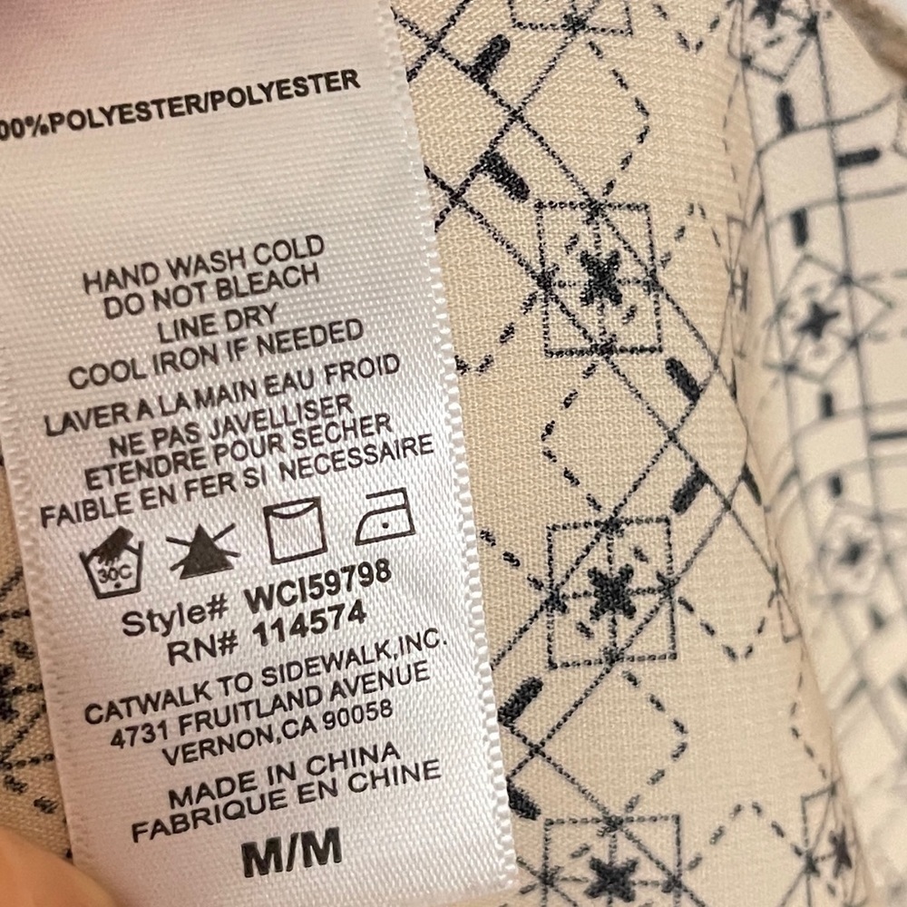 Pleione Geometric Cream & Black Geometric Print Blouse | Size M - Picture 3 of 11